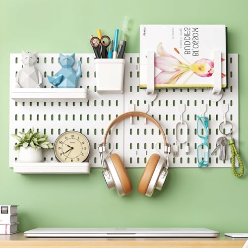 Serplex® DIY Assembly Pegboard Kit, 11.8'' Square Wall Pegboards Wall Organizer Pegboards with Storage Box & Shelf, Hooks, Space Saving Wall Pegboard Organizer for Tools, Gadget, Stationeries - Image 4