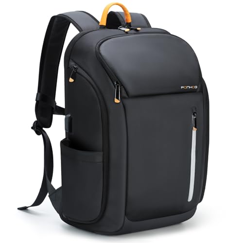 Ponhog 17 Inch Laptop Backpack for Men, Business Travel Anti-Theft Backpack with USB Charging Port, Water Resistant Computer Bag Carry On Flight Approved for Work College Weekender, Black - Image 1