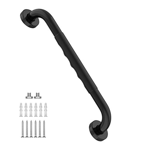 Munzong 24 Inch Shower Grab Bar wAnti Slip Rubber Grip Munzong Black Stainless Steel Bathroom Grab Bar Bathroom Balance BarSafety Handrail SupportHandicap Injury Elderly Senior Assist Bath Handle - Image 1