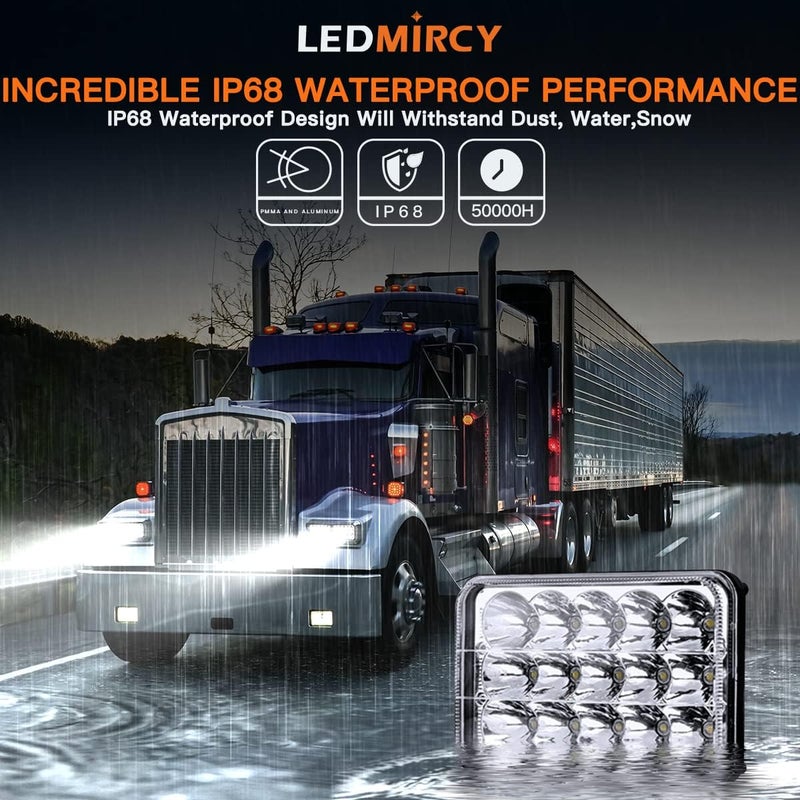 LEDMIRCY 4x6 Inch LED Headlights - High Low Beam Set - Image 3