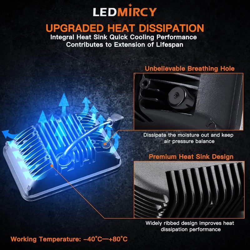 LEDMIRCY 4x6 Inch LED Headlights - High Low Beam Set - Image 5