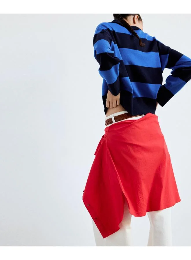 مانجو Striped polo-neck sweater