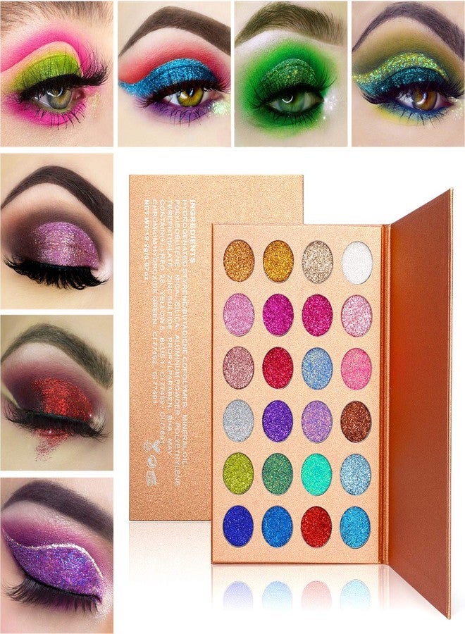 COSLUXE #DELANCI Pressed Chunky Glitter Eyeshadow Palette - 24 Pressed glitter Makeup Metallic Glitter Highly Pigmented Ultra Shimmer Makeup Pallet Eye Shadows Flash Color Cosmetic Set - Image 3