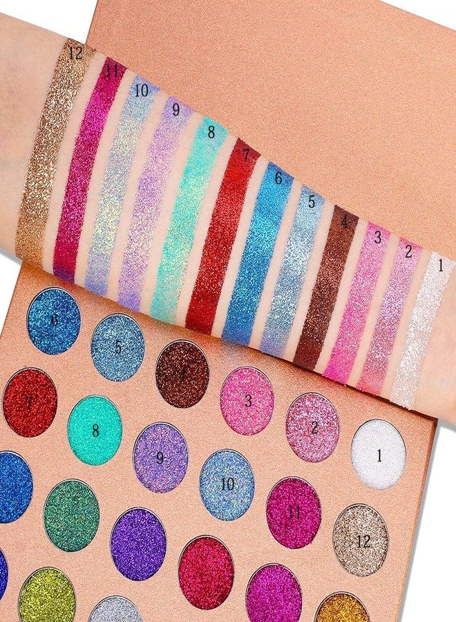 COSLUXE #DELANCI Pressed Chunky Glitter Eyeshadow Palette - 24 Pressed glitter Makeup Metallic Glitter Highly Pigmented Ultra Shimmer Makeup Pallet Eye Shadows Flash Color Cosmetic Set - Image 5