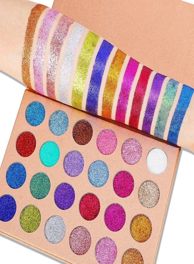 COSLUXE #DELANCI Pressed Chunky Glitter Eyeshadow Palette - 24 Pressed glitter Makeup Metallic Glitter Highly Pigmented Ultra Shimmer Makeup Pallet Eye Shadows Flash Color Cosmetic Set - Image 4