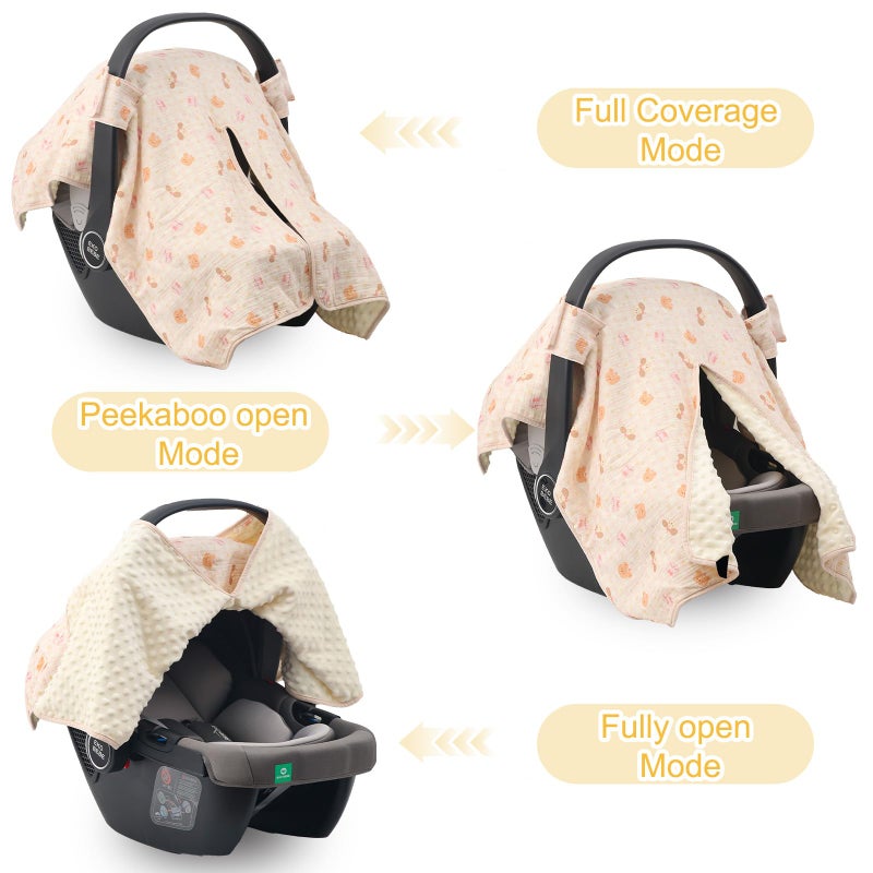 YOQIE 2-in-1 Baby Car Seat Cover & Canopy | Mom Nursing Cover, Easy Install Shield | Multi-Purpose for Winter Warmth & Summer Shade(Pink - Image 5