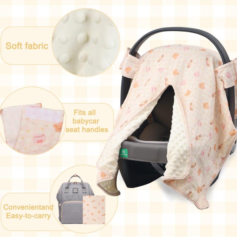 YOQIE 2-in-1 Baby Car Seat Cover & Canopy | Mom Nursing Cover, Easy Install Shield | Multi-Purpose for Winter Warmth & Summer Shade(Pink - Image 4