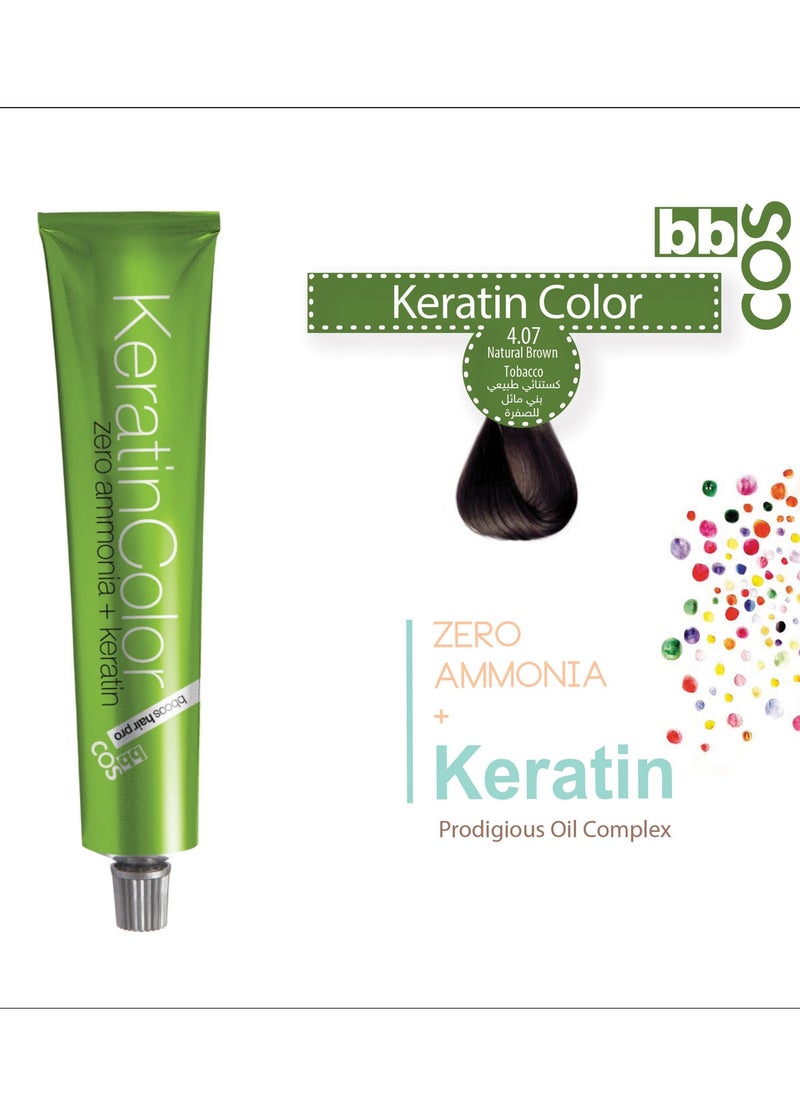 bbcos Keratin Hair Color 100 ml 4.07 