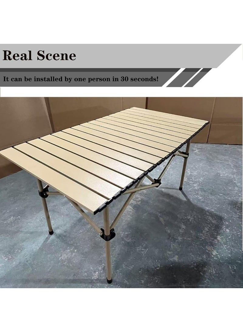 MOMENT Outdoor Picnic Table Folding Portable Metal Dining Table with Carry Bag for Picnic Camping Beach Boat Party BBQ, Brown (95x55x50cm) - Image 5