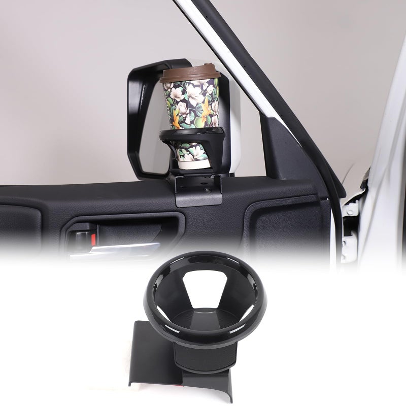 Heutamo Inside Door Panel Upper Cup Holder Compatible with Toyota Land Cruiser 250 Prado J250 LC250 2024 2025 Driver Side Drink Expander Door Cup Holder Black