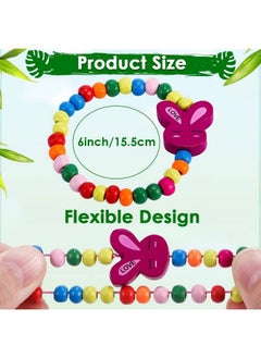 G.C 12 Pcs Girls Bracelets Jewelry For Kids Cute Unicorn Mermaid Animal Pendant Colorful Wooden Beaded Bracelets Princess Pretend Play Gifts For Toddlers  - Image 5