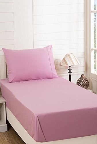 Shri Anand Creation Cotton Single Bed Sheet with One Pillow Cover Pink  - Image 1