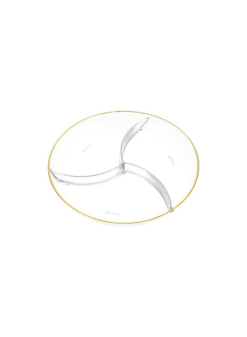 Spaceshoop Elegent Three grids Thickened Acrylic Fruit Plate Snack Plate Fruit Display Plate Fruit Food Plate Candy Plates Party Platter Storage Dessert Appetizer Snack Dish  - Image 1