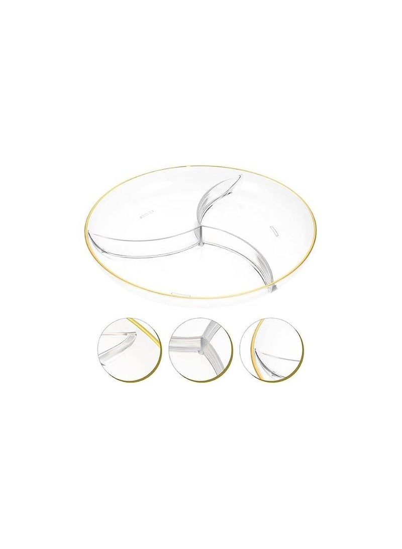 Spaceshoop Elegent Three grids Thickened Acrylic Fruit Plate Snack Plate Fruit Display Plate Fruit Food Plate Candy Plates Party Platter Storage Dessert Appetizer Snack Dish  - Image 2