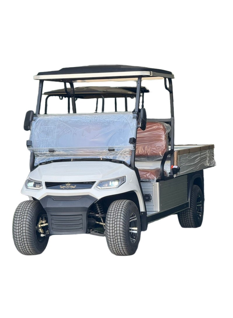 LVTONG CROWN LT-A827.H8 2-Seater Electric Golf Cart with Long Cargo Box – 48V Gel Batteries, 4kW Motor, 500kg Load Capacity – White 2025