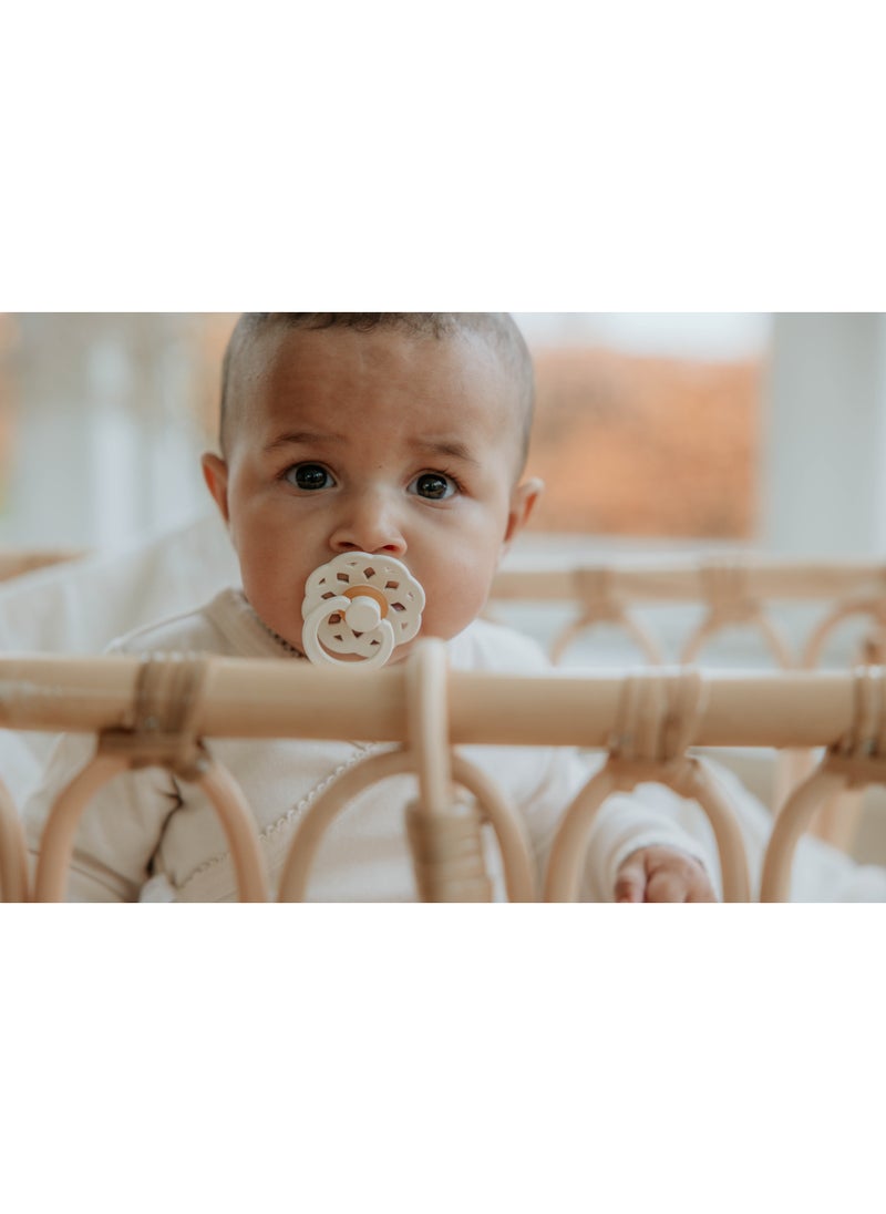 BIBS BIBS Pacifier Boheme | Round Nipple Baby Pacifier | BPA Free Natural Rubber Latex Soother | Made in Denmark | Size 1 (0-6 months) Ivory - Flow Pack  - Image 3
