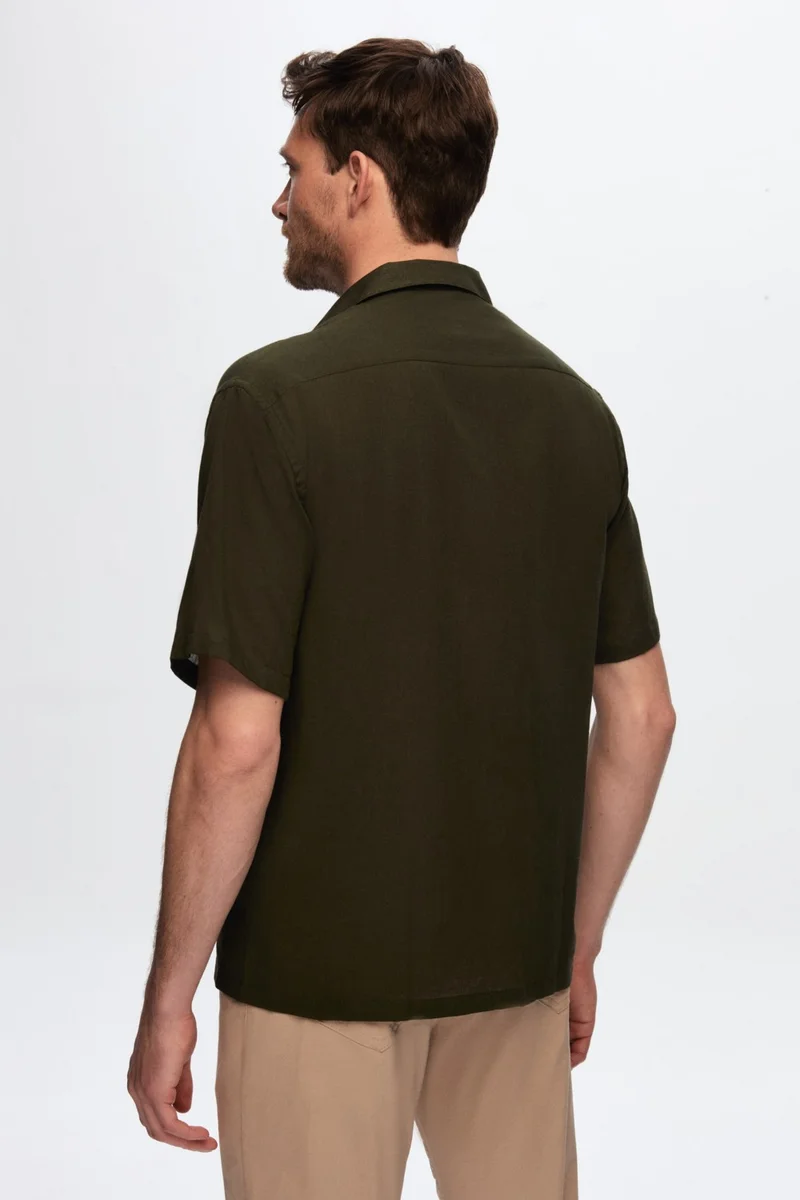 دي أس دامات Relaxed Khaki Plain 100% Cotton Shirt 0HC02ORT02313