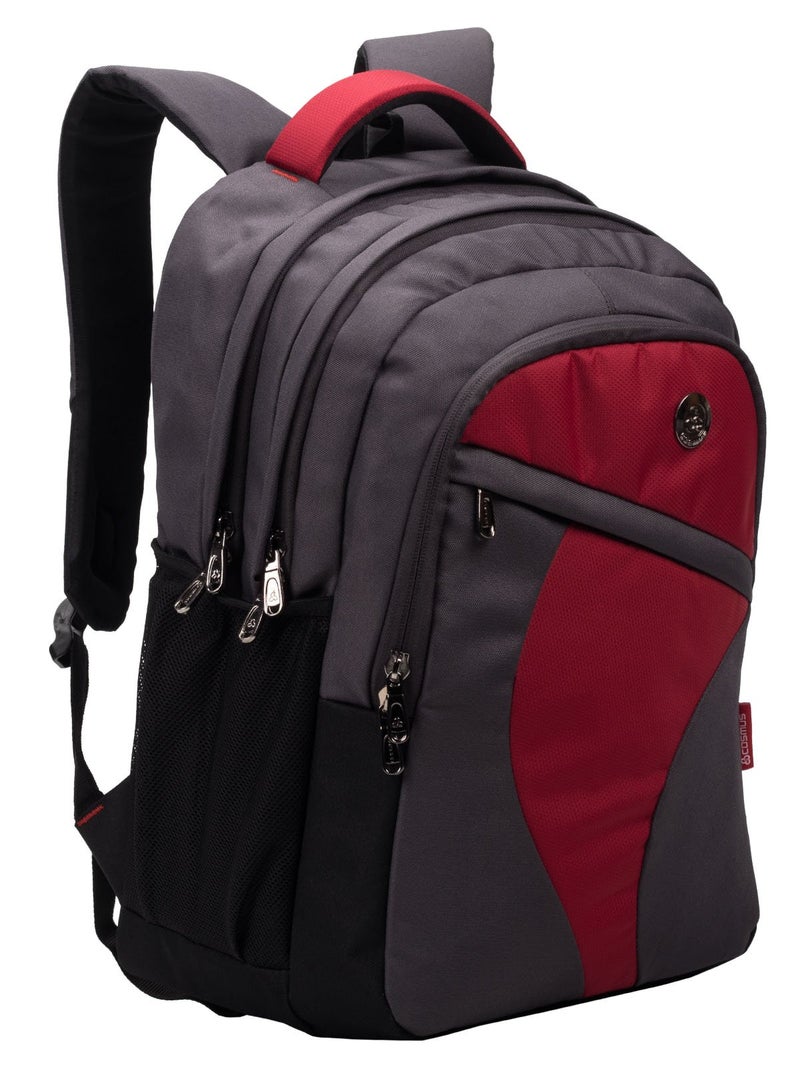 COSMUS Rugged School Leeds Polyester Waterproof Backpack Bags With Laptop Section For Class 6-9 - (Grey, 33L, 3 Compartments) - Image 1