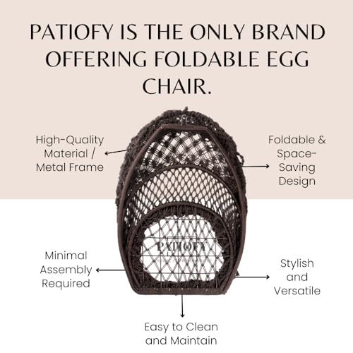 Patiofy Premium Foldable Egg Chair/Swing Chair for Adults/Hammock Hanging Swing for Balcony, Indoor & Outdoor/Hanging Jhula with Free Sitting Cushion & Hanging Kit/ 200Kgs Weight Capacity-Brown - Image 4