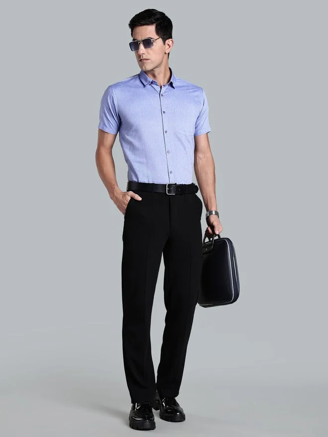 Kuons Avenue  KUONS AVENUE Men Blue Short Sleeve Oxford Shirt for Men | Best Price UAE
