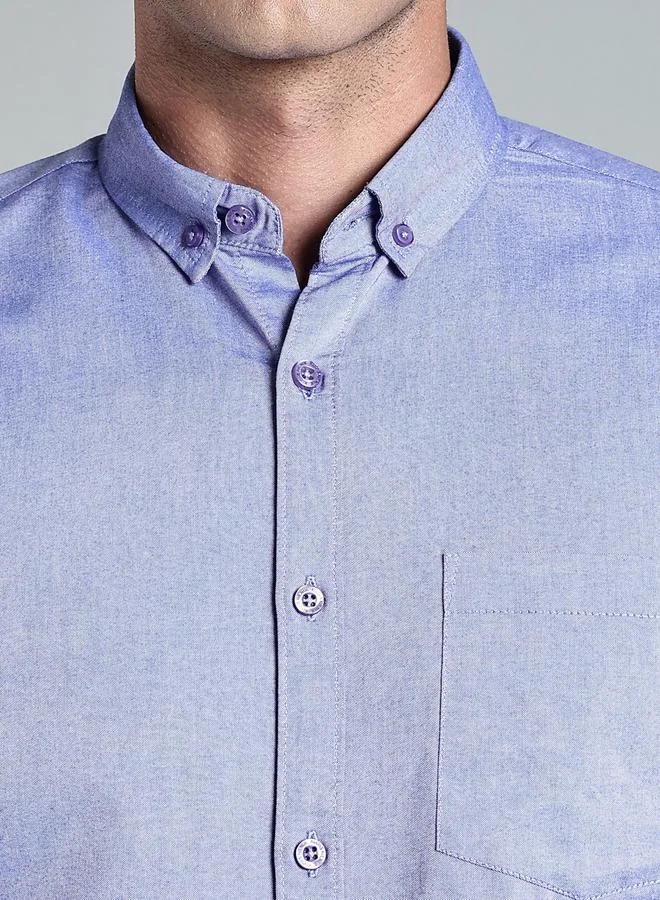 Kuons Avenue  KUONS AVENUE Men Blue Short Sleeve Oxford Shirt for Men | Best Price UAE