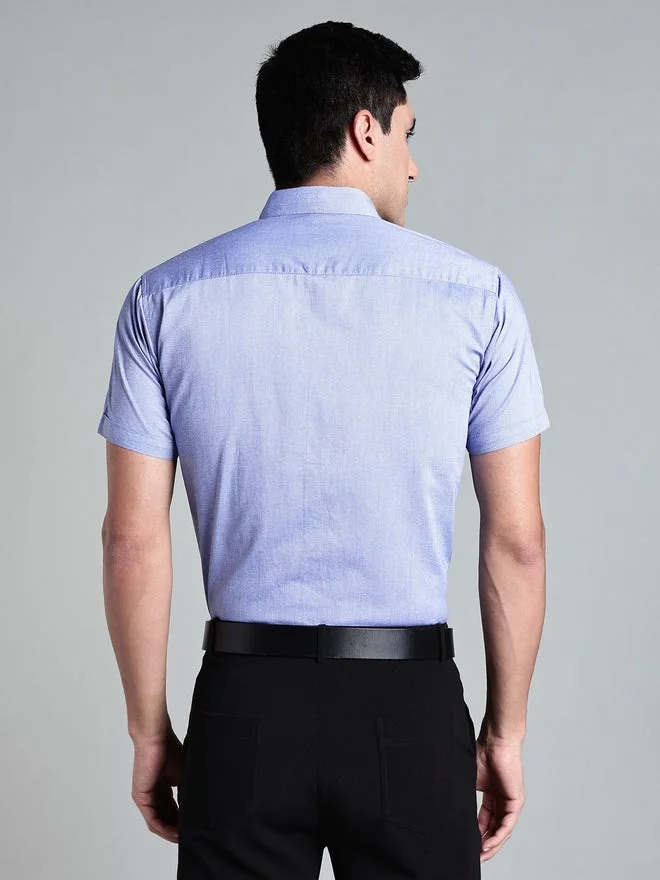 Kuons Avenue  KUONS AVENUE Men Blue Short Sleeve Oxford Shirt for Men | Best Price UAE
