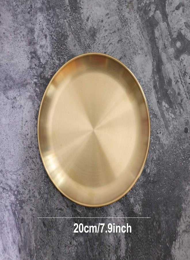 Loyanger Round Brass Tray, Gold Round Tray, Stainless Steel Large Rounds Trays, Stainless Steel Plate Cosmetics Jewelry Organizer Towel Trays for Home,Matte Brass Finish(Color:20cm) - Image 3