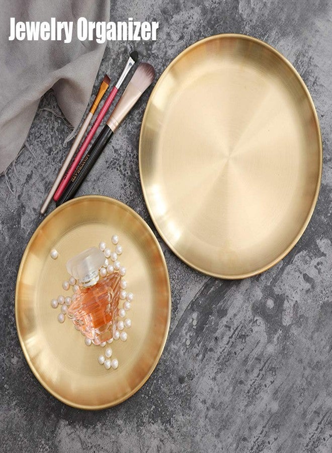 Loyanger Round Brass Tray, Gold Round Tray, Stainless Steel Large Rounds Trays, Stainless Steel Plate Cosmetics Jewelry Organizer Towel Trays for Home,Matte Brass Finish(Color:20cm) - Image 2