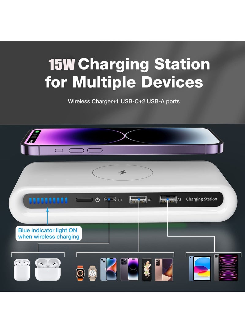 General 4-in-1 Wireless Fast Charger Station, 15W USB Charging Hub for Smartphones, Smartwatches, and Earbuds, Multi-Device Compatibility  - Image 2