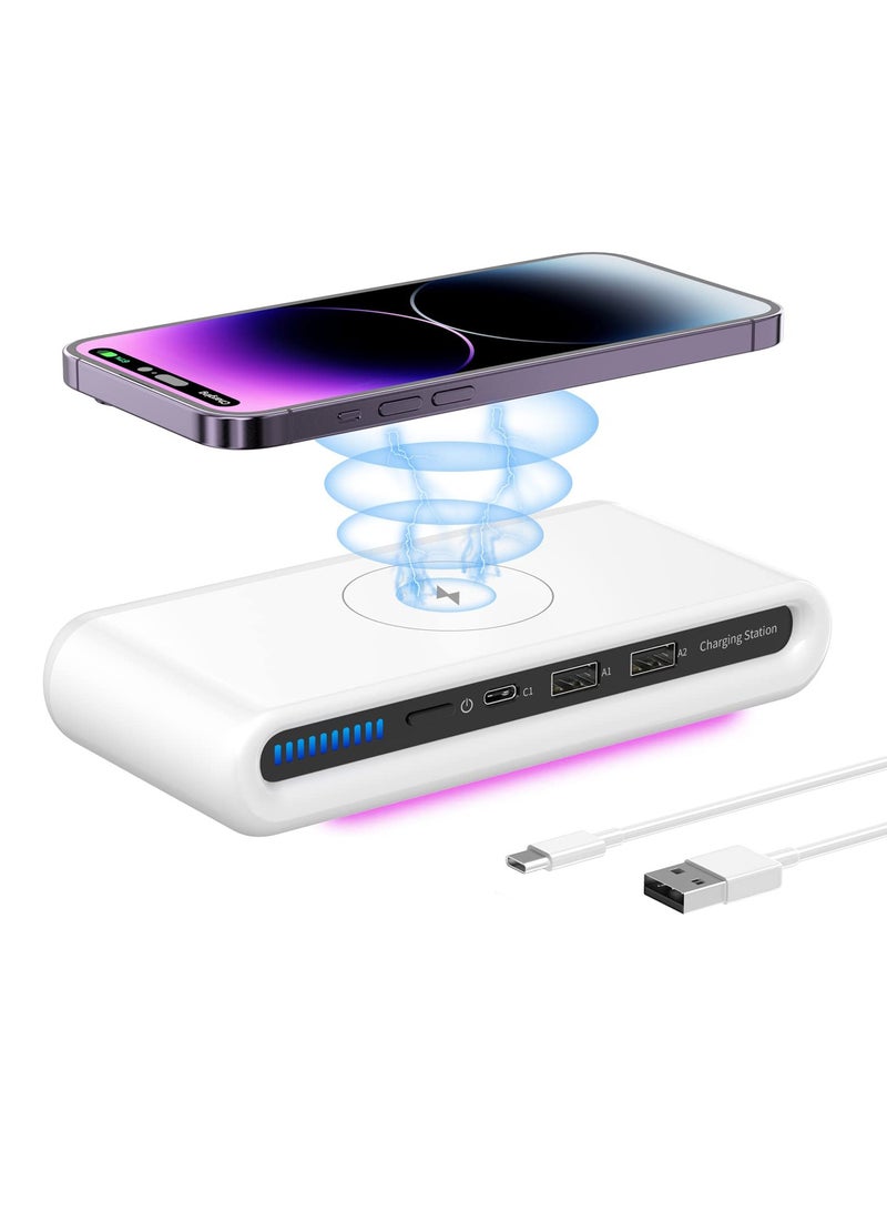 General 4-in-1 Wireless Fast Charger Station, 15W USB Charging Hub for Smartphones, Smartwatches, and Earbuds, Multi-Device Compatibility  - Image 1
