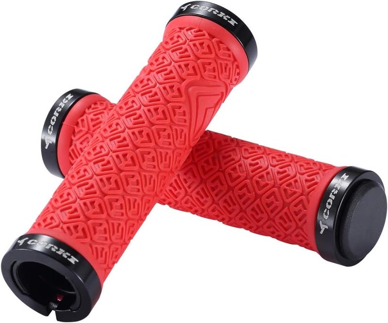 corki قبضات دراجة جبلية، قفل مزدوج على قبضات مقود الدراجة لدرجات MTB، downhill - Image 1