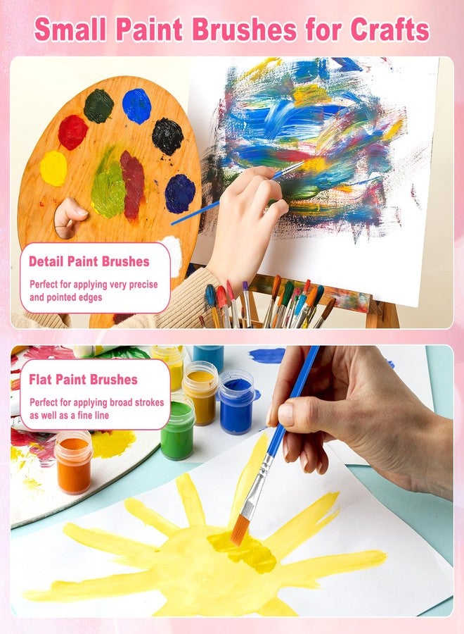 rolyta 160 Pcs Small Paint Brushes Bulk, Flat and Round Pointed Paint Brushes Set for Kids Classroom Watercolor Canvas Face Painting Acrylic Painting - Image 4