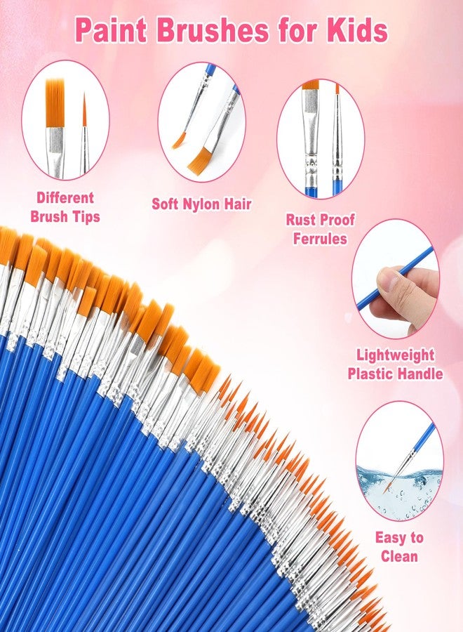 rolyta 160 Pcs Small Paint Brushes Bulk, Flat and Round Pointed Paint Brushes Set for Kids Classroom Watercolor Canvas Face Painting Acrylic Painting - Image 3