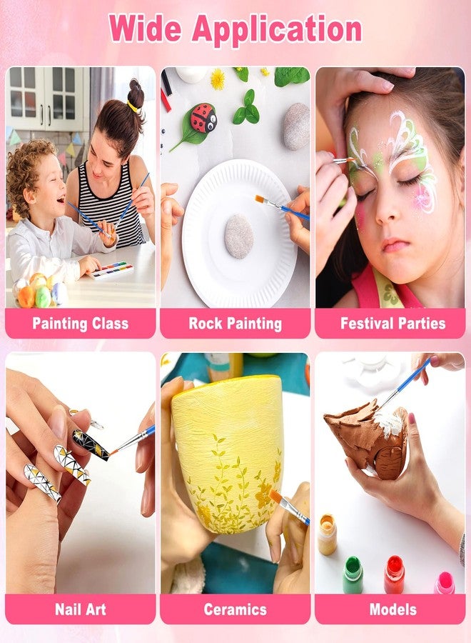 rolyta 160 Pcs Small Paint Brushes Bulk, Flat and Round Pointed Paint Brushes Set for Kids Classroom Watercolor Canvas Face Painting Acrylic Painting - Image 5