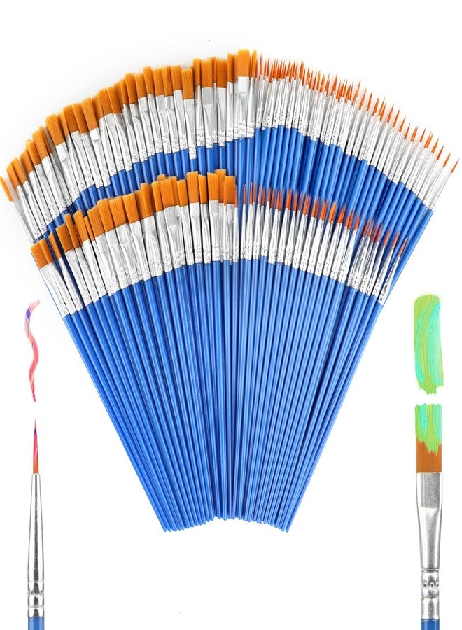 rolyta 160 Pcs Small Paint Brushes Bulk, Flat and Round Pointed Paint Brushes Set for Kids Classroom Watercolor Canvas Face Painting Acrylic Painting - Image 1