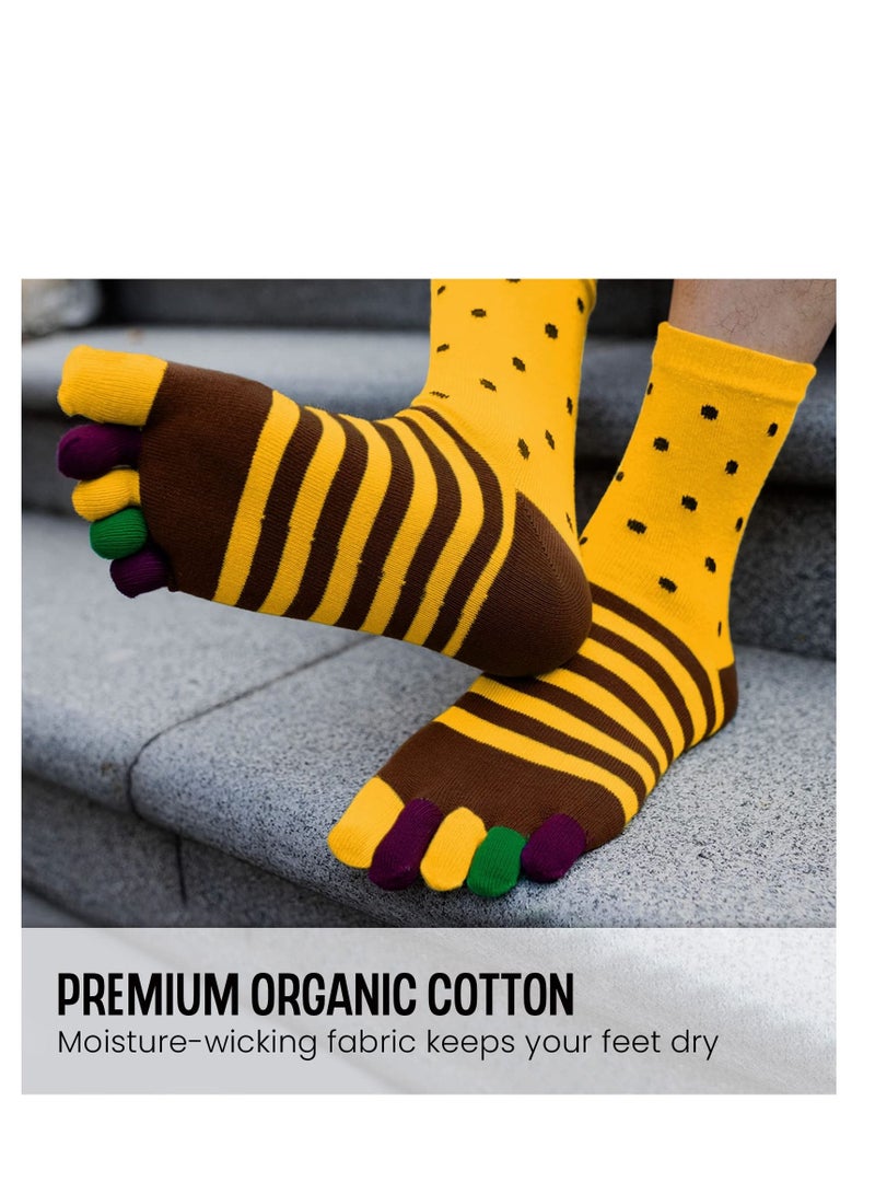 SYOSI Toe Socks Mens Five Finger Socks Cotton Sports Running Socks, Athlete Crew Socks with Toe for Men, 5 Pairs  - Image 5