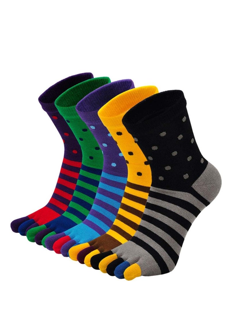 SYOSI Toe Socks Mens Five Finger Socks Cotton Sports Running Socks, Athlete Crew Socks with Toe for Men, 5 Pairs  - Image 1
