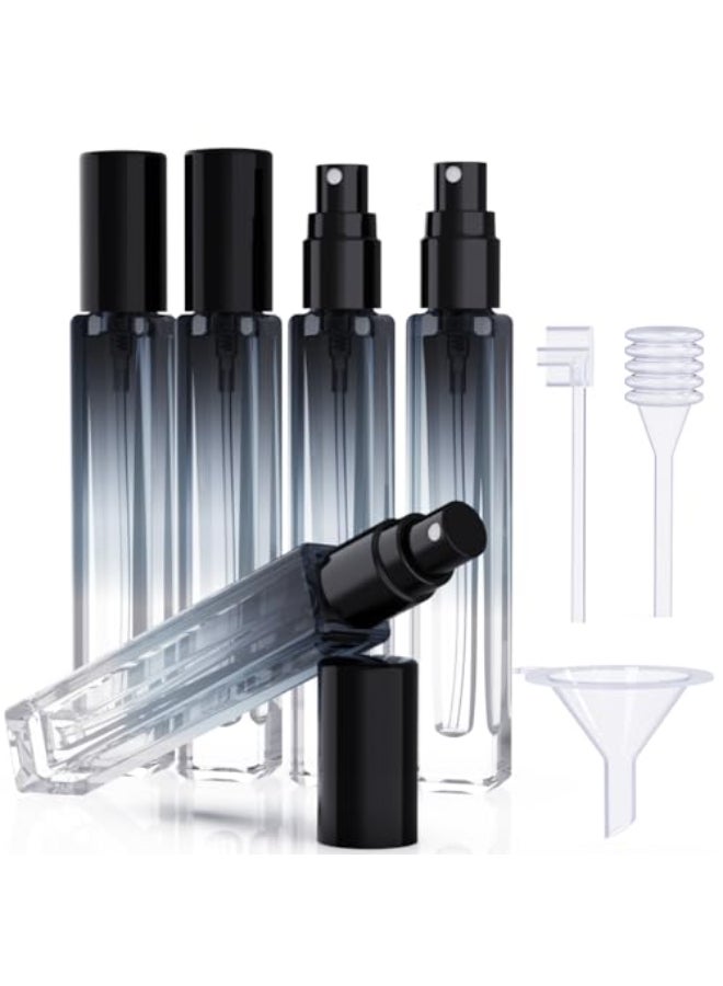 Seafulee 5PCS Cologne Atomizer Empty 10ML Mini Perfume Bottles Refillable With Dispenser Tools Pocket Spray Bottle for Travel and Sample Container GradientBlack Cap - Image 1