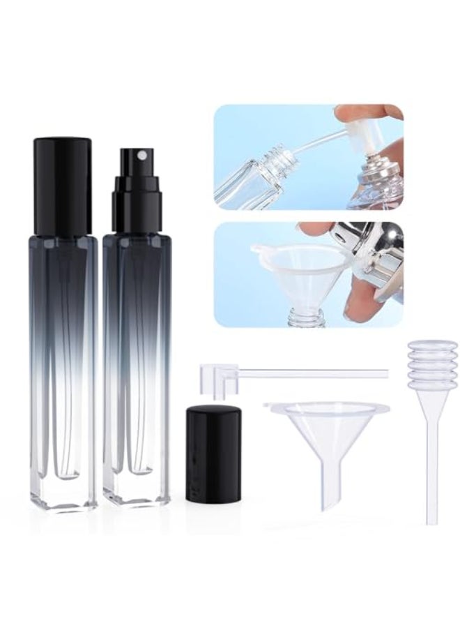 Seafulee 5PCS Cologne Atomizer Empty 10ML Mini Perfume Bottles Refillable With Dispenser Tools Pocket Spray Bottle for Travel and Sample Container GradientBlack Cap - Image 3
