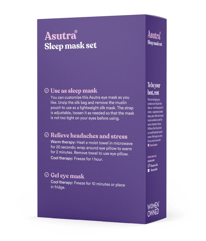 ASUTRA Silk Eye Pillow for Sleep, Champagne - Filled w/Lavender Buds & Flax Seeds, Weighted Eye Mask, Meditation & Light Blocking Blindfold, Cooling Gel Mask Included - Image 2