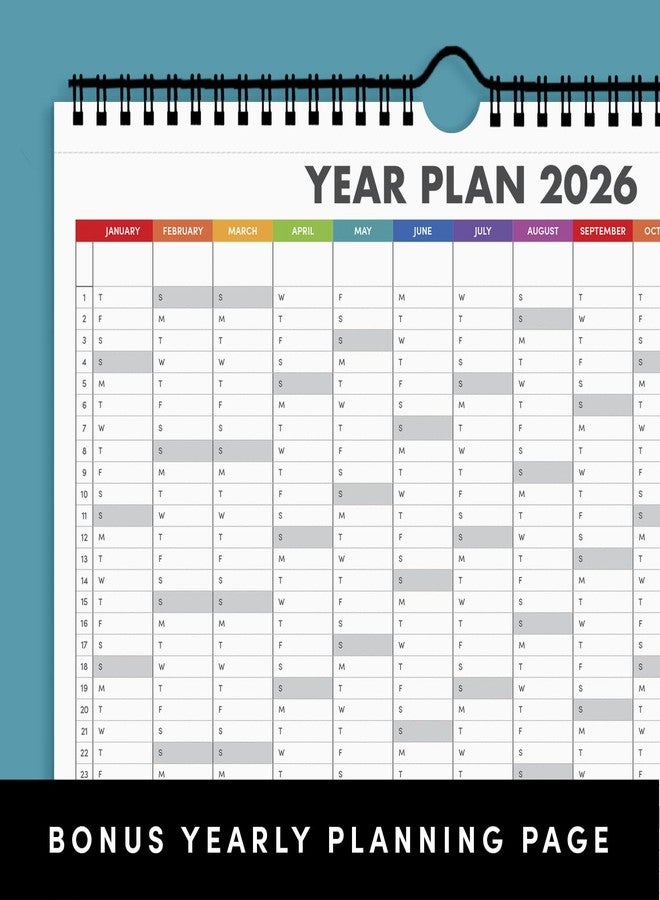 ببرج تقويم بيبرج 2026، 12 شهرًا (يناير 2026 - ديسمبر 2026)، صغير (9 بوصات × 11 بوصة)، تقويم حائط ومكتب بتصميم بسيط مع عرض شهري، وقسم للخطط السنوية والملاحظات - أسود - Image 5