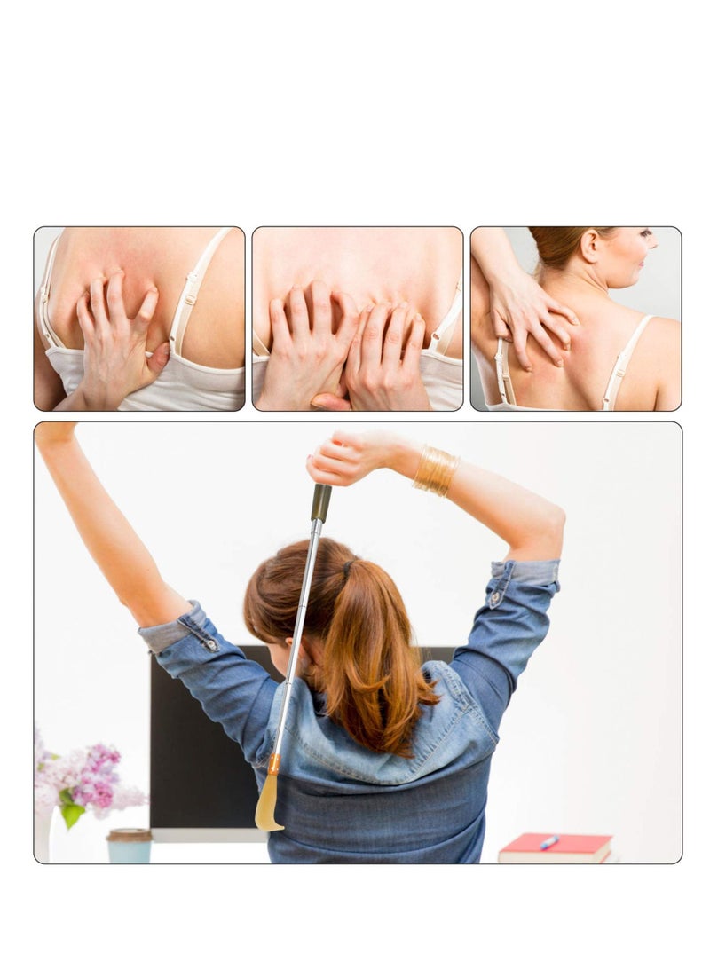 Back Scratcher, Telescoping Extendable Backscratchers with Magnetic Therapy Roller Tooth Slot Design for Travel Home Office Men Women Dark Green - Image 2