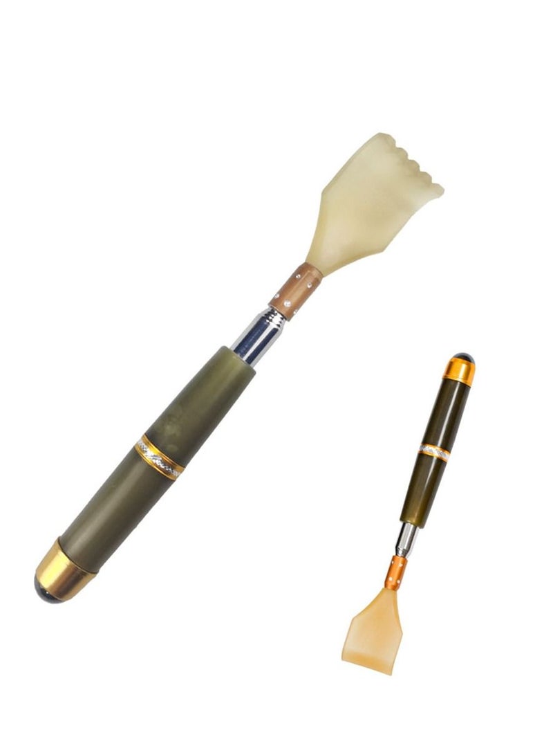 Back Scratcher, Telescoping Extendable Backscratchers with Magnetic Therapy Roller Tooth Slot Design for Travel Home Office Men Women Dark Green - Image 1