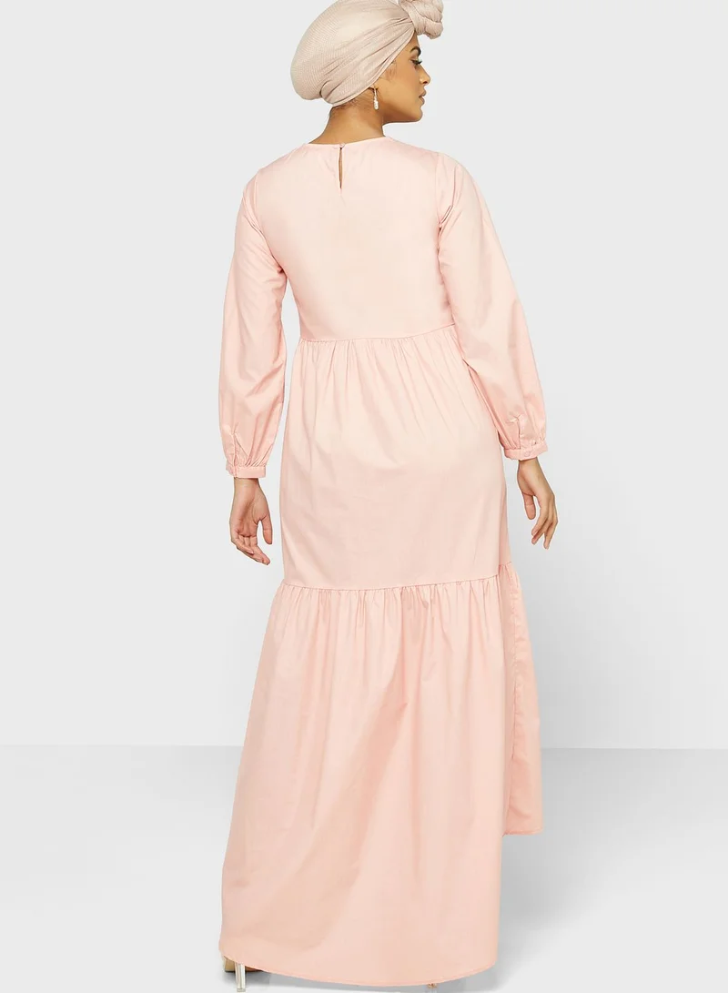 Khizana Tiered Asymmetrical Hem Dress