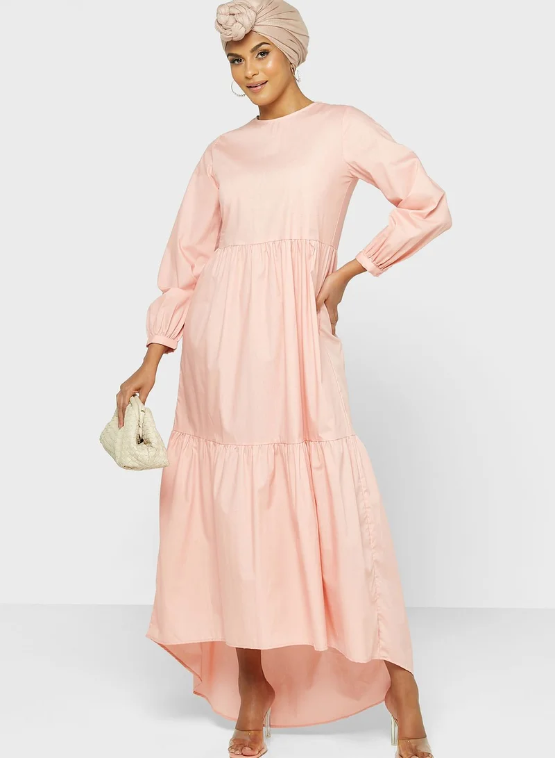 Khizana Tiered Asymmetrical Hem Dress