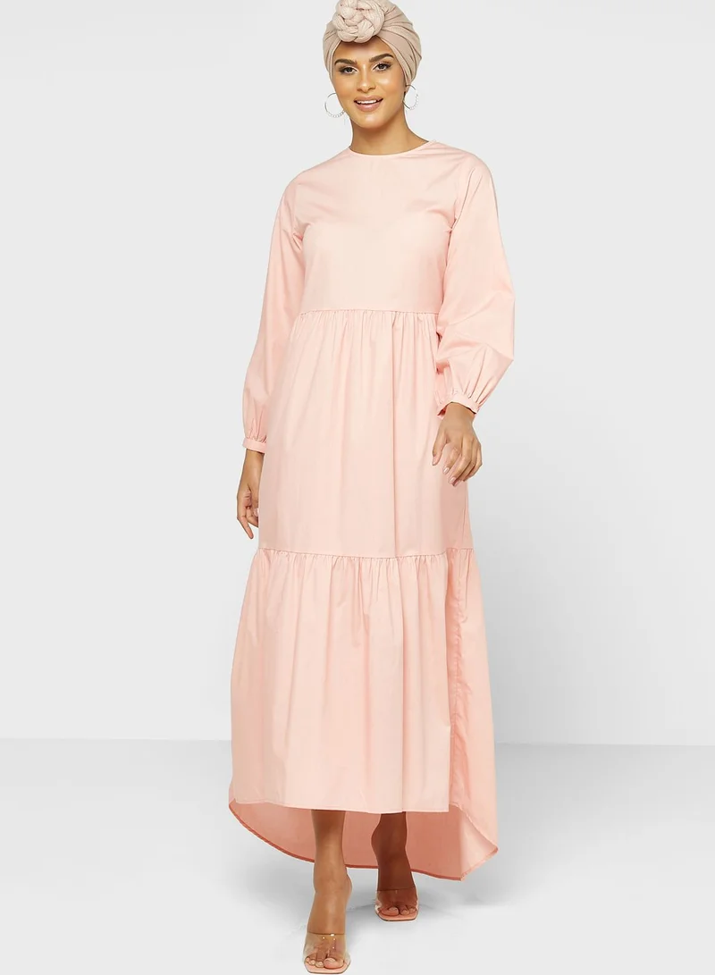 Khizana Tiered Asymmetrical Hem Dress