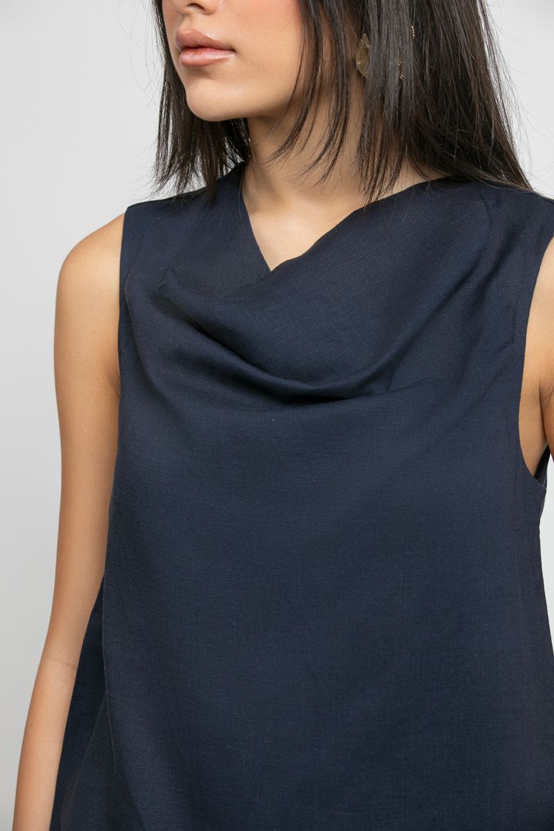 RINA Sleeveless Top with Draped Neck - Image 3