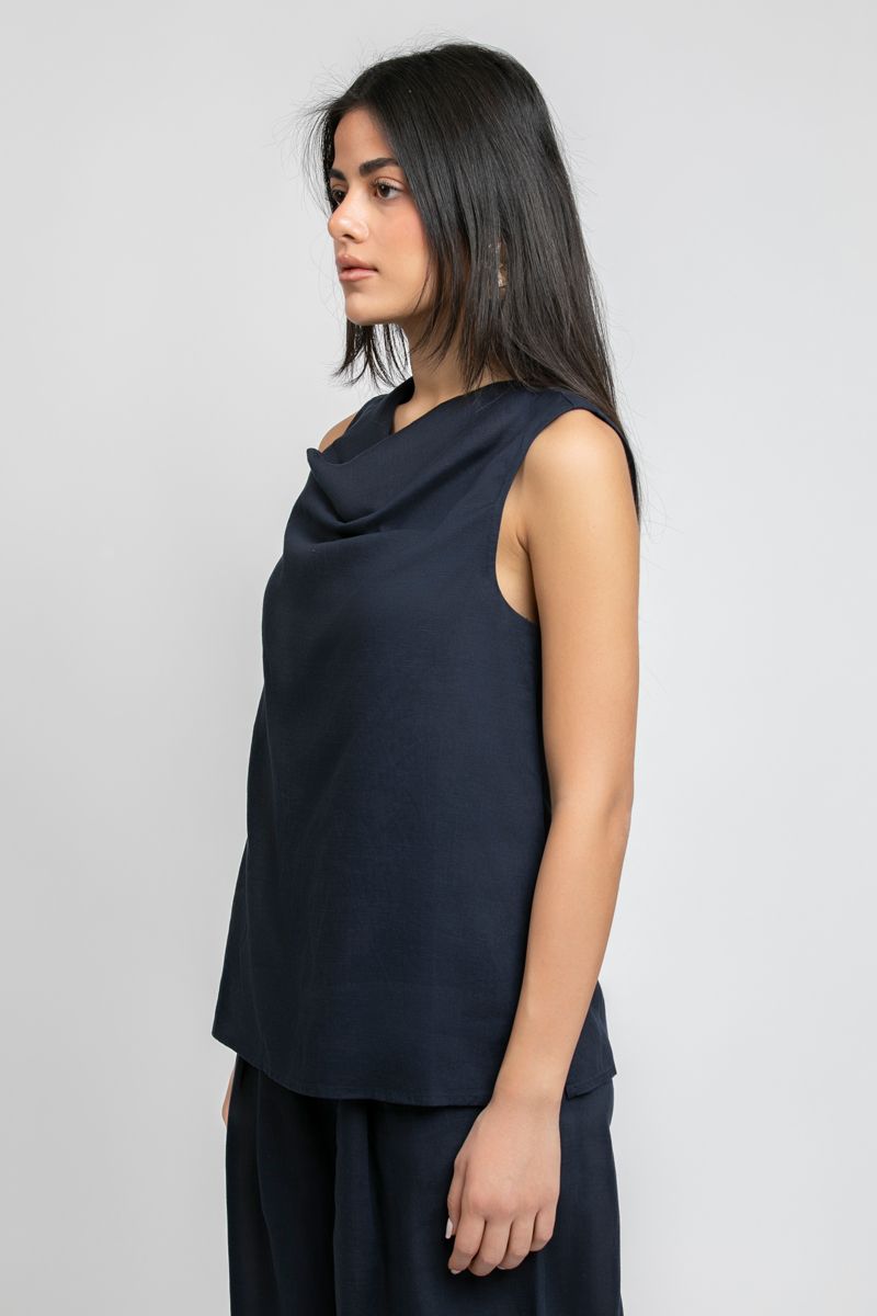RINA Sleeveless Top with Draped Neck - Image 2