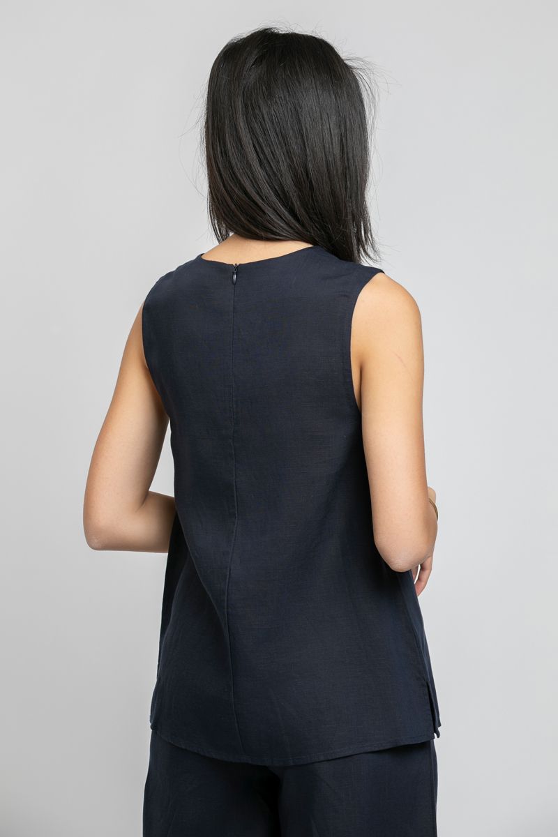 RINA Sleeveless Top with Draped Neck - Image 4