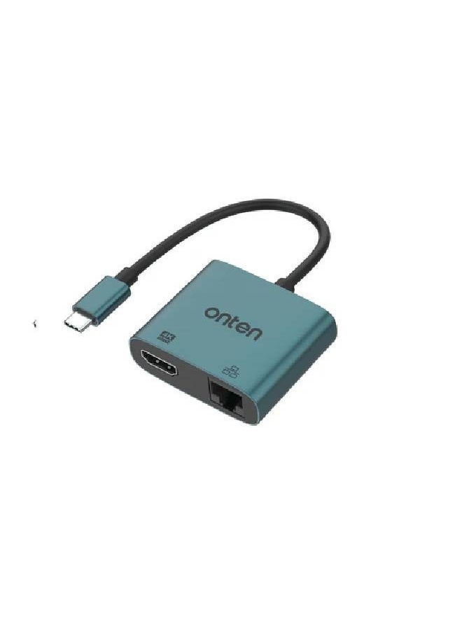 onten ONTEN 2-in-1 USB-C to HDMI 4K Adapter with RJ45 (100/10Mbps)  - Image 1